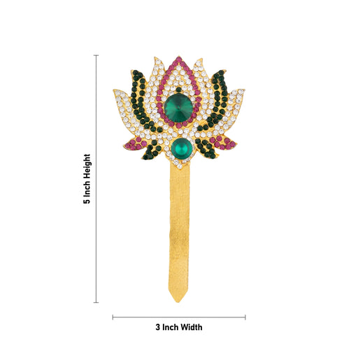 Artificial Lotus Pair - 5 x 3 Inches | Multicolour Stone Lotus/ Artificial Jewellery for Deity - Deity Accessories