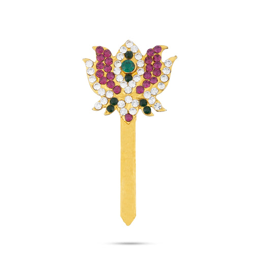 Artificial Lotus Pair - 3 x 1.75 Inches | Multicolour Stone Lotus/ Artificial Jewellery for Deity - Deity Accessories