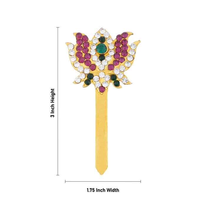 Artificial Lotus Pair - 3 x 1.75 Inches | Multicolour Stone Lotus/ Artificial Jewellery for Deity - Deity Accessories