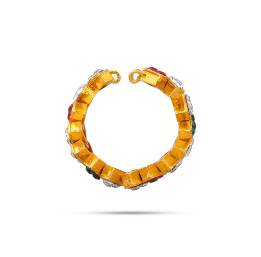 Stone Bangles Pair - 1 Inch Dia | Metal Chudi/ Lahthi Artificial Jewelry/ Stone Jewellery For Deity Decor - Neck & Body Accessories