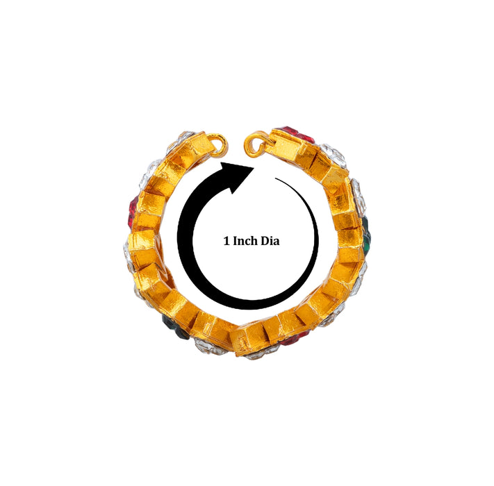 Stone Bangles Pair - 1 Inch Dia | Metal Chudi/ Lahthi Artificial Jewelry/ Stone Jewellery For Deity Decor - Neck & Body Accessories