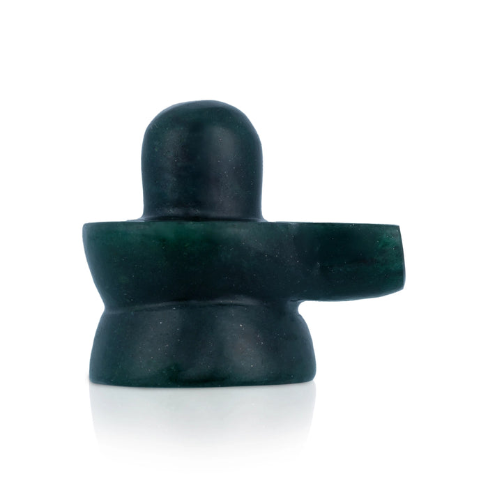 Green Jade Shiv Ling Murti - 2 x 2.25 Inches | Shiv Ling Statue / Margaj Shiva Lingam Statue for Worship