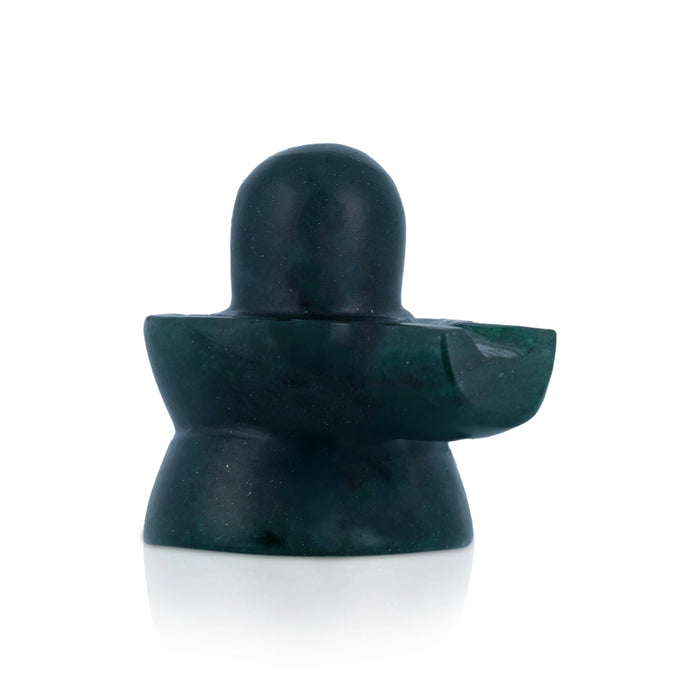Green Jade Shiv Ling Murti - 2 x 2.25 Inches | Shiv Ling Statue / Margaj Shiva Lingam Statue for Worship