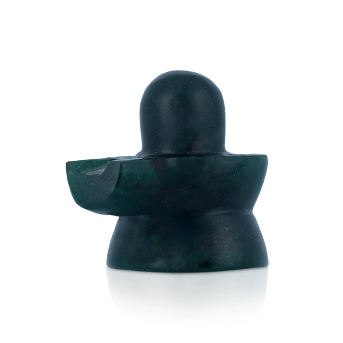 Green Jade Shiv Ling Murti - 2 x 2.25 Inches | Shiv Ling Statue / Margaj Shiva Lingam Statue for Worship