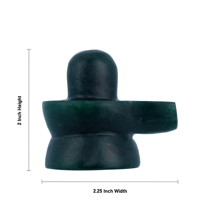 Green Jade Shiv Ling Murti - 2 x 2.25 Inches | Shiv Ling Statue / Margaj Shiva Lingam Statue for Worship