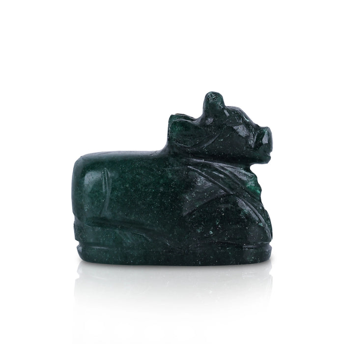 Nandi Statue - 1.5 x 1.75 Inches | Jade Nandi Murti / Nandhi bhagwan for Pooja