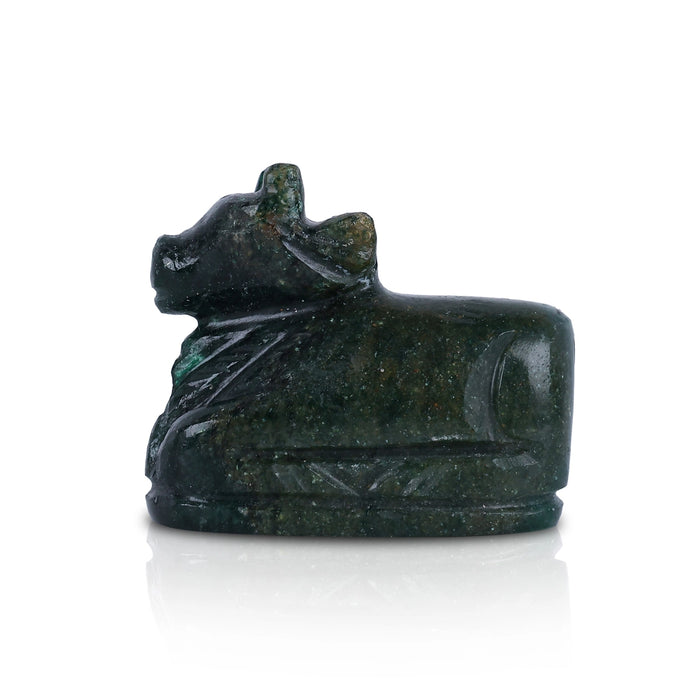 Nandi Statue - 1.5 x 1.75 Inches | Jade Nandi Murti / Nandhi bhagwan for Pooja