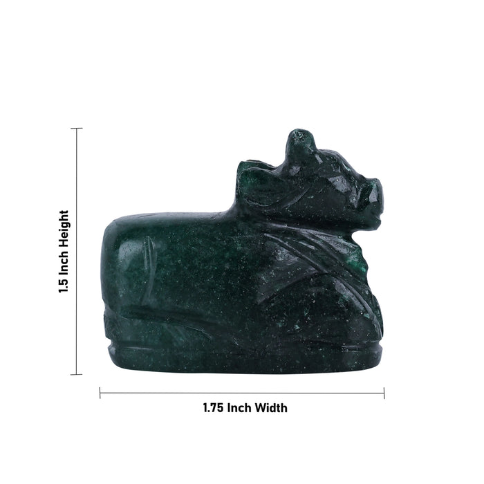 Nandi Statue - 1.5 x 1.75 Inches | Jade Nandi Murti / Nandhi bhagwan for Pooja