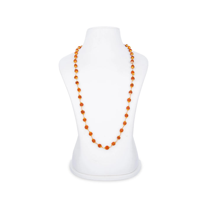 Rudraksha Mala With Gold Polish Cup - 13 Inches | 9 mm/ 54 Beads Ruthratcham Malai/ Kanthi Mala for Meditation - Rudraksha Mala, Pendant, Bracelet