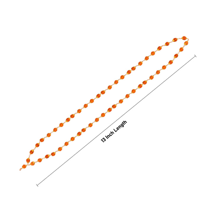 Rudraksha Mala With Gold Polish Cup - 13 Inches | 9 mm/ 54 Beads Ruthratcham Malai/ Kanthi Mala for Meditation - Rudraksha Mala, Pendant, Bracelet