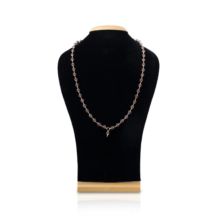 Silver Cup Rudraksha Mala - 13 Inches | 6mm/ 54 Beads Ruthratcham Malai/ Rudraksha Kanthi Mala For Meditation - Rudraksha Mala, Pendant, Bracelet