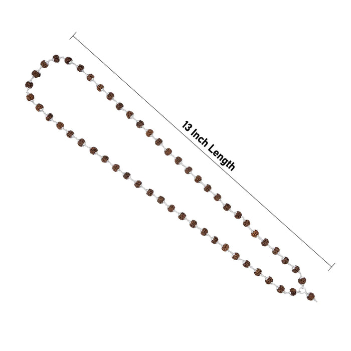 Silver Cup Rudraksha Mala - 13 Inches | 6mm/ 54 Beads Ruthratcham Malai/ Rudraksha Kanthi Mala For Meditation - Rudraksha Mala, Pendant, Bracelet