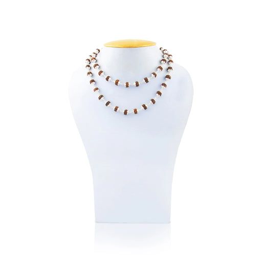 Rudraksha Mala - 16.5 Inches | 8 mm/ Ruthratcham Malai/ Rudraksha Mala with Silver Cup for Men & Women - Rudraksha Mala, Pendant, Bracelet