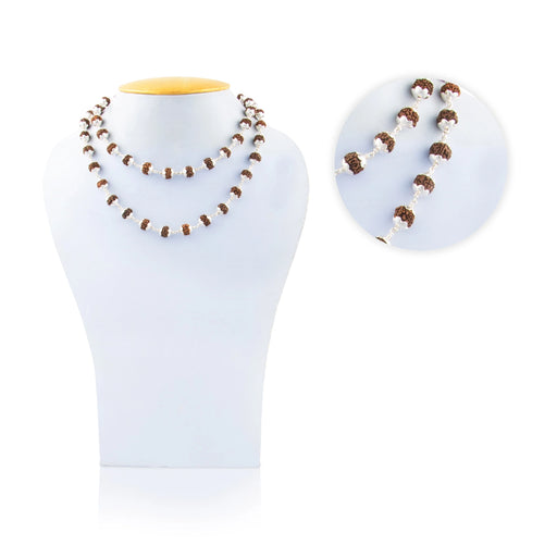 Rudraksha Mala - 16.5 Inches | 8 mm/ Ruthratcham Malai/ Rudraksha Mala with Silver Cup for Men & Women - Rudraksha Mala, Pendant, Bracelet