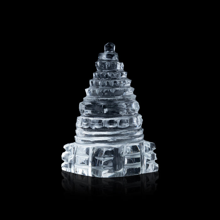 Sphatik Shree Meru Yantra - 1.75 x 1 Inches | Sphatik Meru Sri Yantra/ Sphatik Meru for Pooja