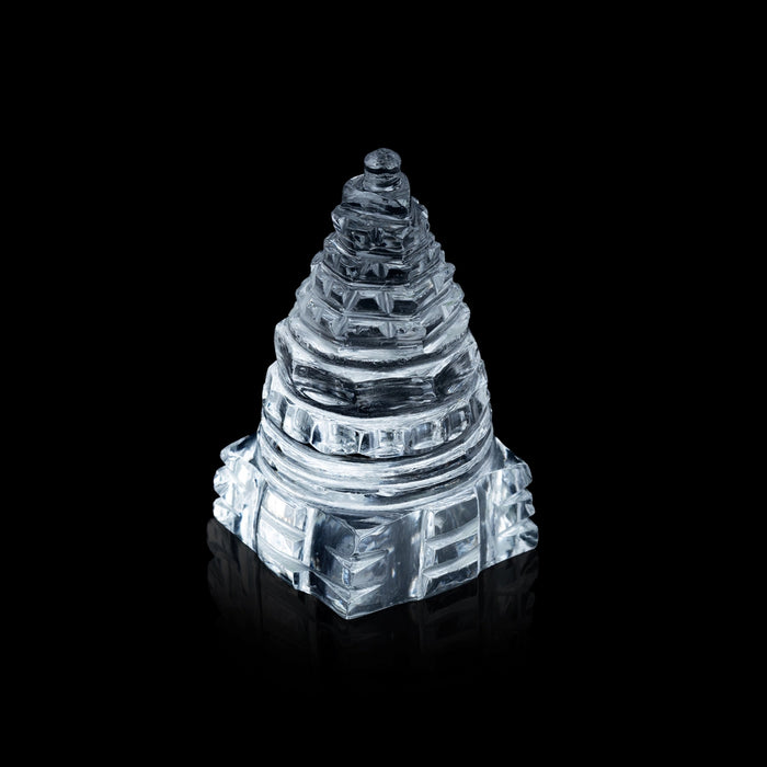 Sphatik Shree Meru Yantra - 1.75 x 1 Inches | Sphatik Meru Sri Yantra/ Sphatik Meru for Pooja