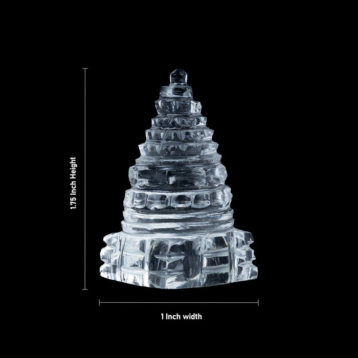 Sphatik Shree Meru Yantra - 1.75 x 1 Inches | Sphatik Meru Sri Yantra/ Sphatik Meru for Pooja