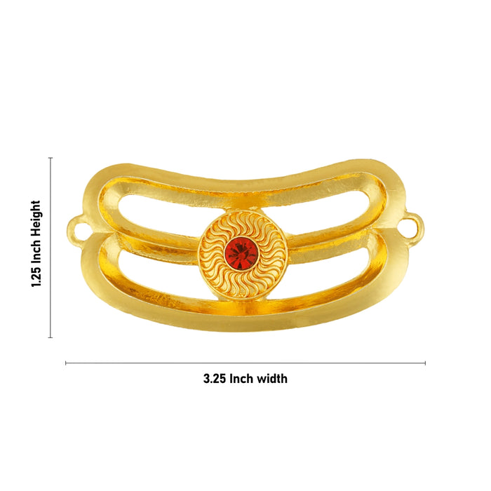 Vibuthi Pattai - 1.25 x 3.25 Inches | Gold Polish & Single Red Colour Stone Tripundra Tilak for Deity - Head & Face Accessories