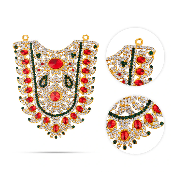 Stone Haram - 5 x 4 Inches | Multicolour Stone Necklace/ Artificial Jewellery for Deity - Neck & Body Accessories