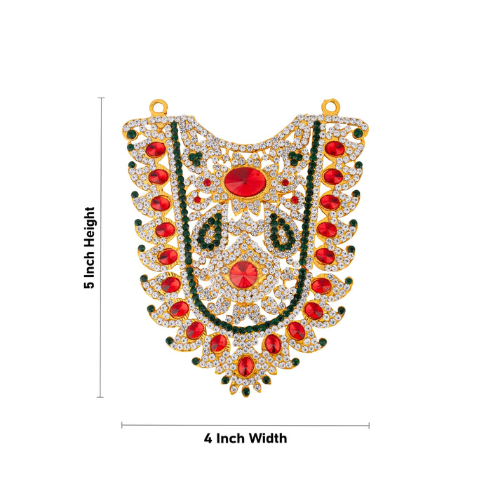 Stone Haram - 5 x 4 Inches | Multicolour Stone Necklace/ Artificial Jewellery for Deity - Neck & Body Accessories