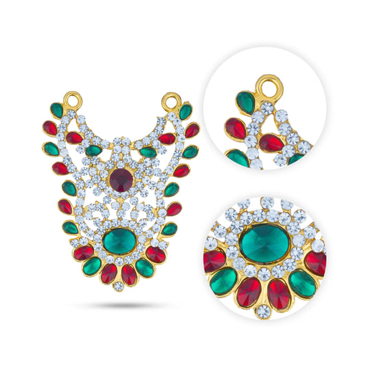 Stone Necklace - 4.5 Inches | Multi Colour Stone Haram/ Stone Jewellery for Deity - Neck & Body Accessories