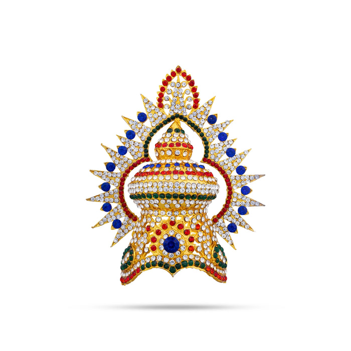 Vishnu Half Crown With Arch - 4.5 X 3.5 Inches | Stone Kireedam/ Mukut/ Kiridam/ Artificial Jewelry For Deity - Head & Face Accessories