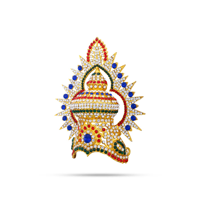 Vishnu Half Crown With Arch - 4.5 X 3.5 Inches | Stone Kireedam/ Mukut/ Kiridam/ Artificial Jewelry For Deity - Head & Face Accessories