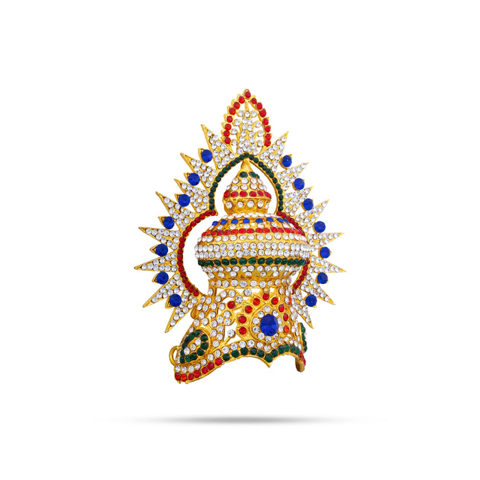 Vishnu Half Crown With Arch - 4.5 X 3.5 Inches | Stone Kireedam/ Mukut/ Kiridam/ Artificial Jewelry For Deity - Head & Face Accessories