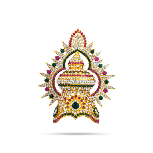 Vishnu Half Crown With Arch - 4.5 X 3.5 Inches | Stone Kireedam/ Mukut/ Kiridam/ Artificial Jewelry For Deity - Head & Face Accessories