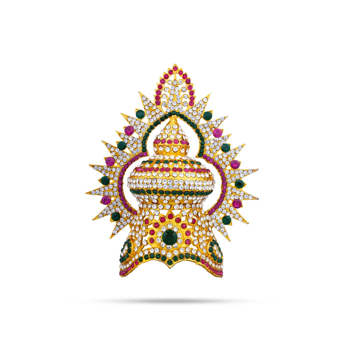 Vishnu Half Crown With Arch - 4.5 X 3.5 Inches | Stone Kireedam/ Mukut/ Kiridam/ Artificial Jewelry For Deity - Head & Face Accessories