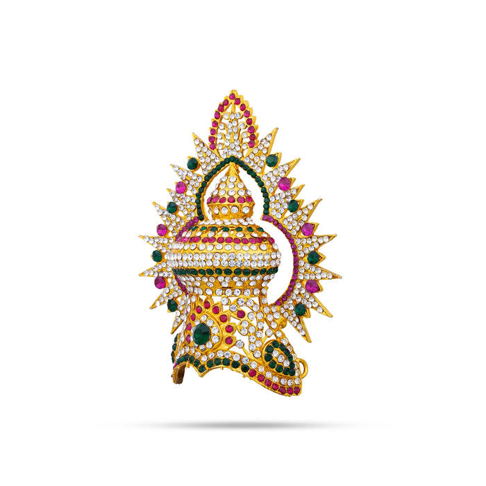 Vishnu Half Crown With Arch - 4.5 X 3.5 Inches | Stone Kireedam/ Mukut/ Kiridam/ Artificial Jewelry For Deity - Head & Face Accessories