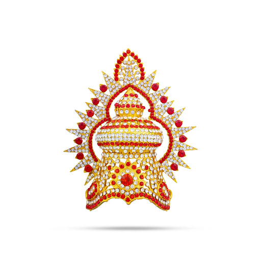 Vishnu Half Crown With Arch - 4.5 X 3.5 Inches | Stone Kireedam/ Mukut/ Kiridam/ Artificial Jewelry For Deity - Head & Face Accessories