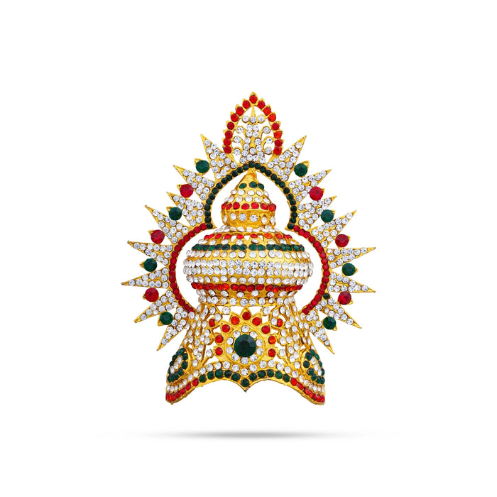 Vishnu Half Crown With Arch - 4.5 X 3.5 Inches | Stone Kireedam/ Mukut/ Kiridam/ Artificial Jewelry For Deity - Head & Face Accessories