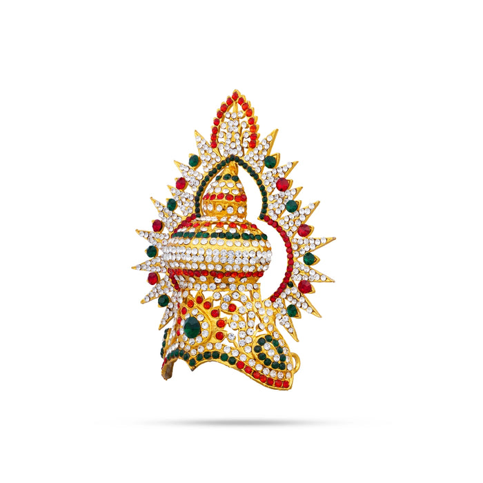 Vishnu Half Crown With Arch - 4.5 X 3.5 Inches | Stone Kireedam/ Mukut/ Kiridam/ Artificial Jewelry For Deity - Head & Face Accessories