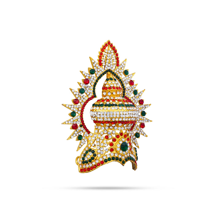 Vishnu Half Crown With Arch - 4.5 X 3.5 Inches | Stone Kireedam/ Mukut/ Kiridam/ Artificial Jewelry For Deity - Head & Face Accessories