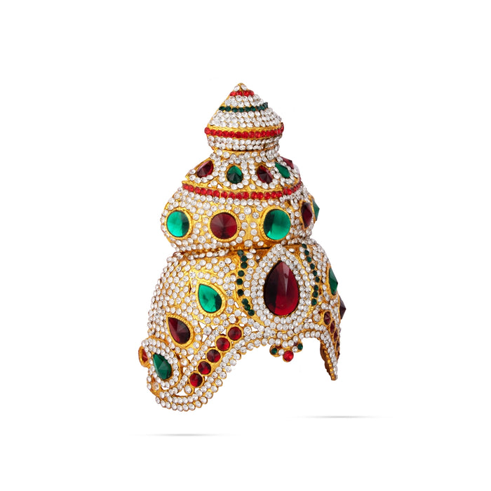 Stone Kireetam - 5 x 2.5 Inches | Half Crown/ Kiritam/ Mukut for Deity - Head & Face Accessories