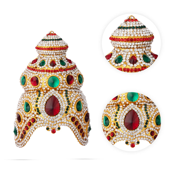 Stone Kireetam - 5 x 2.5 Inches | Half Crown/ Kiritam/ Mukut for Deity - Head & Face Accessories