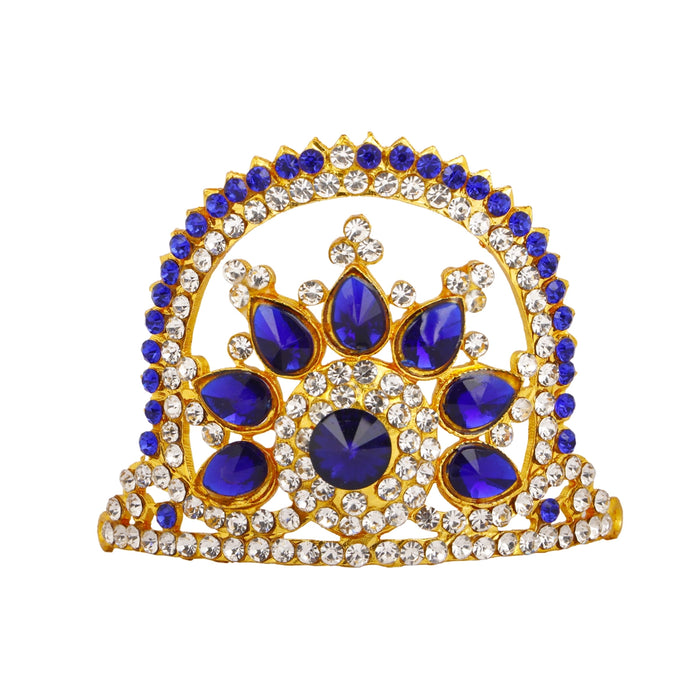 Stone Half Kireedam - 2.25 x 3 Inches | Kiridam/ Half Crown/ Stone Mukut for Deity Decor - Head & Face Accessories