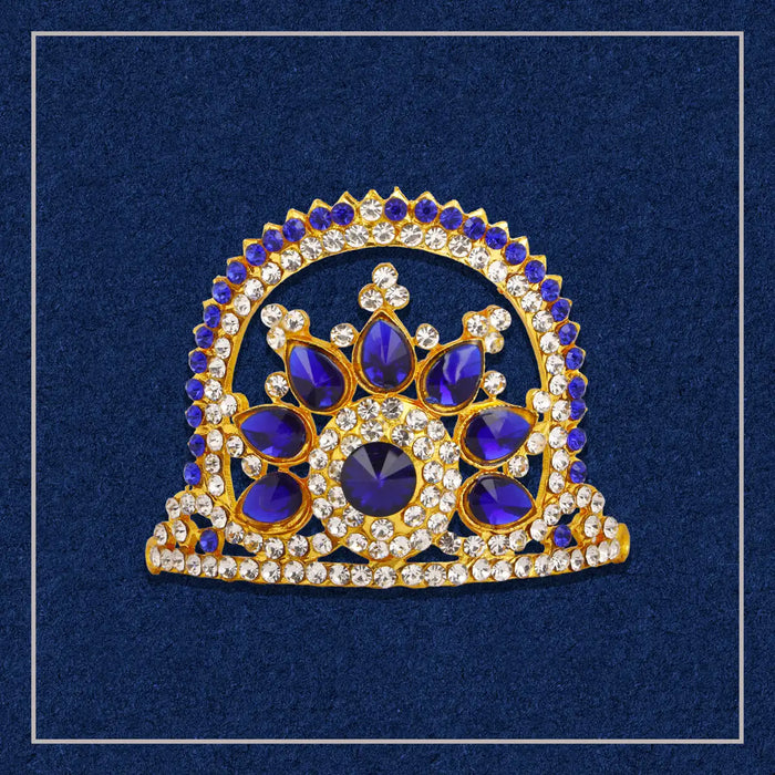 Stone Half Kireedam - 2.25 x 3 Inches | Kiridam/ Half Crown/ Stone Mukut for Deity Decor - Head & Face Accessories