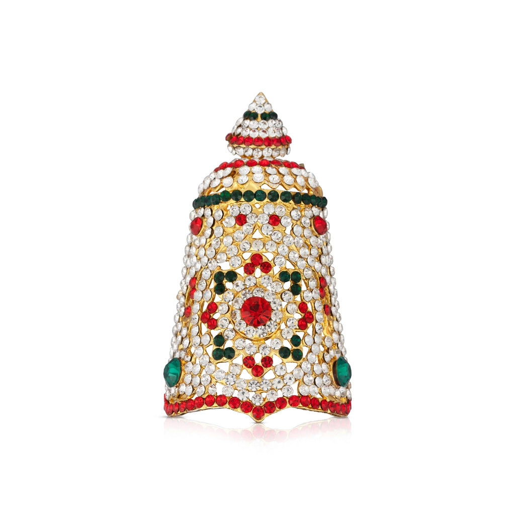 Stone Half Crown - 6.25 x 6 Inches | Multicoloured Stone Kireedam/ Stone Mukut/ Stone Kiridam for Deity