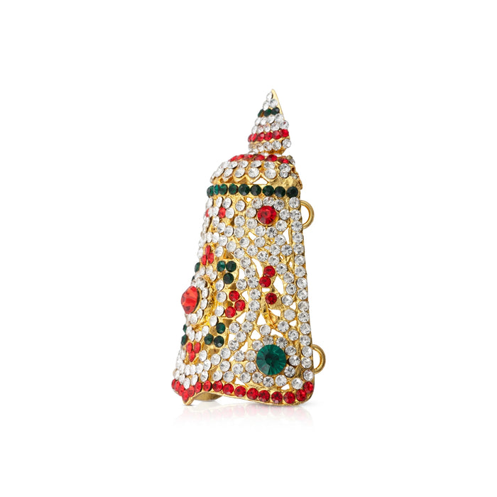 Stone Half Crown - 6.25 x 6 Inches | Multicoloured Stone Kireedam/ Stone Mukut/ Stone Kiridam for Deity