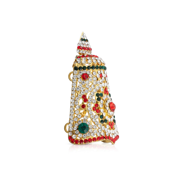 Stone Half Crown - 6.25 x 6 Inches | Multicoloured Stone Kireedam/ Stone Mukut/ Stone Kiridam for Deity