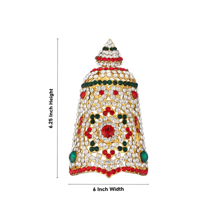 Stone Half Crown - 6.25 x 6 Inches | Multicoloured Stone Kireedam/ Stone Mukut/ Stone Kiridam for Deity