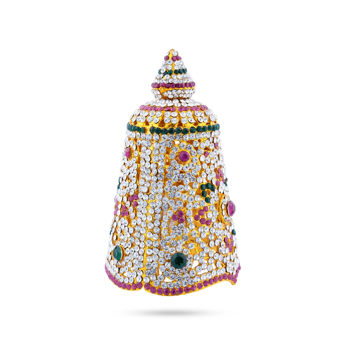 Full Crown - 4.75 X 2.5 Inches | Multicolour Stone Kireedam/ Mukut/ Kiridam For Deity Decoration - Head & Face Accessories