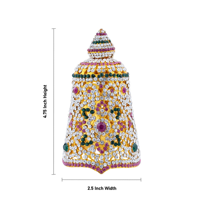 Full Crown - 4.75 X 2.5 Inches | Multicolour Stone Kireedam/ Mukut/ Kiridam For Deity Decoration - Head & Face Accessories