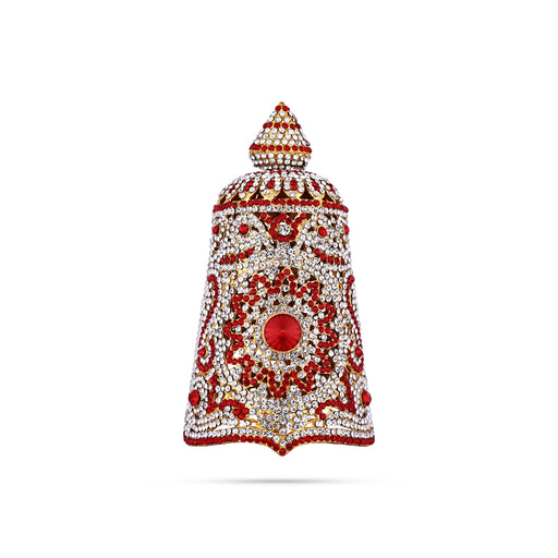 Full Stone Kireedam - 7 X 3.5 Inches | Stone Crown/ Kiridam/ Mukut For Deity Decor - Head & Face Accessories