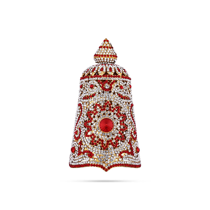 Full Stone Kireedam - 7 X 3.5 Inches | Stone Crown/ Kiridam/ Mukut For Deity Decor - Head & Face Accessories