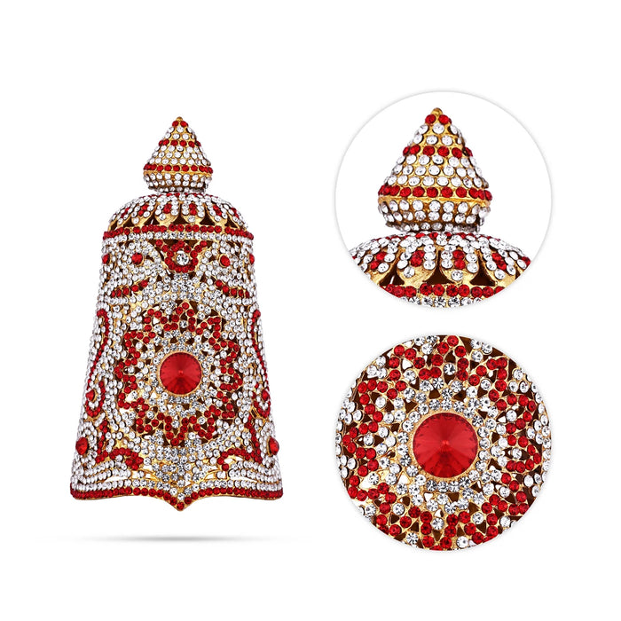 Full Stone Kireedam - 7 X 3.5 Inches | Stone Crown/ Kiridam/ Mukut For Deity Decor - Head & Face Accessories