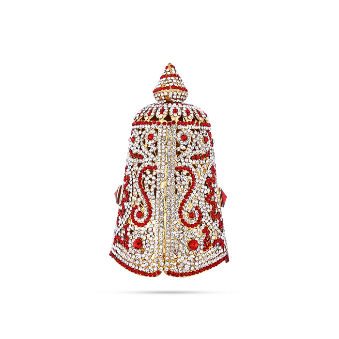 Full Stone Kireedam - 7 X 3.5 Inches | Stone Crown/ Kiridam/ Mukut For Deity Decor - Head & Face Accessories