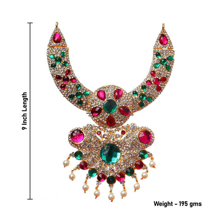 Stone Kabai Necklace - 9 Inches | Multicolour Stone Jewellery / Stone Necklace for Deity - Neck & Body Accessories